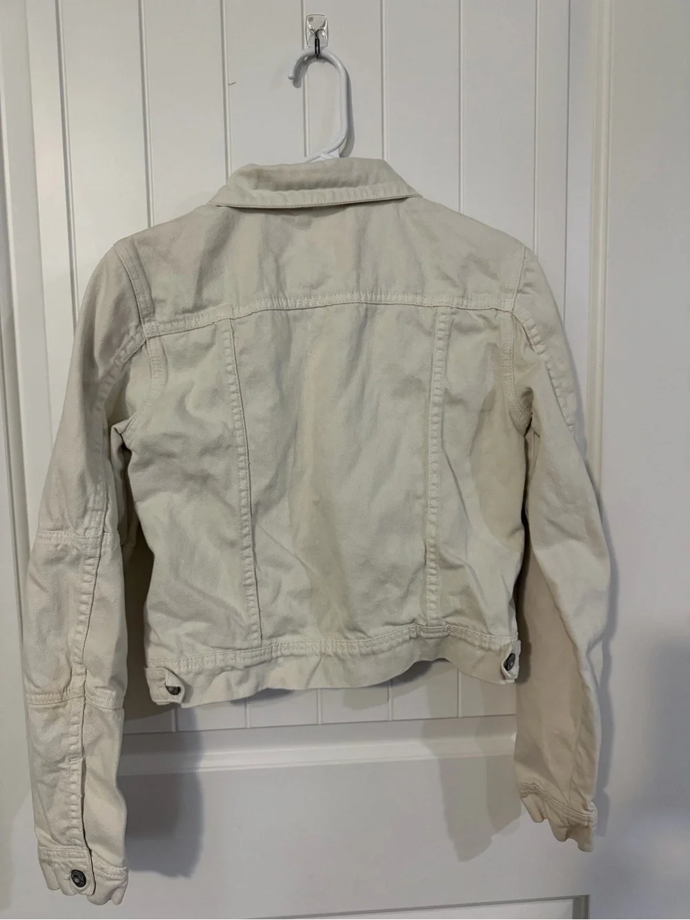 Free People White Button-Front Denim Jacket